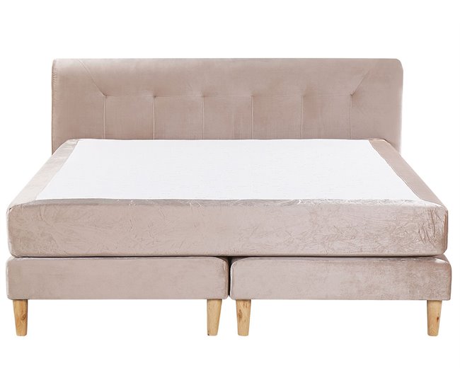 Beliani Cama continental Veludo MARQUISE 191x213 Rosa Talco