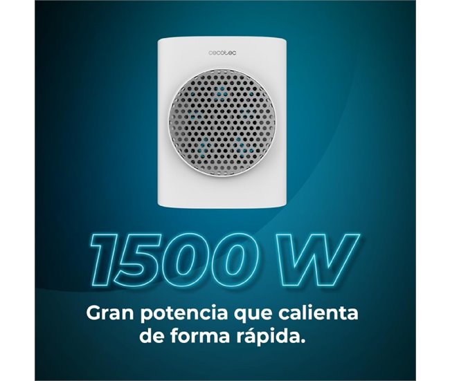 Cecotec Aquecedor cerâmico de mesa com 1500 W, ecrã digital, termóstato ajustável e 3 modos de funcionamento. Branco