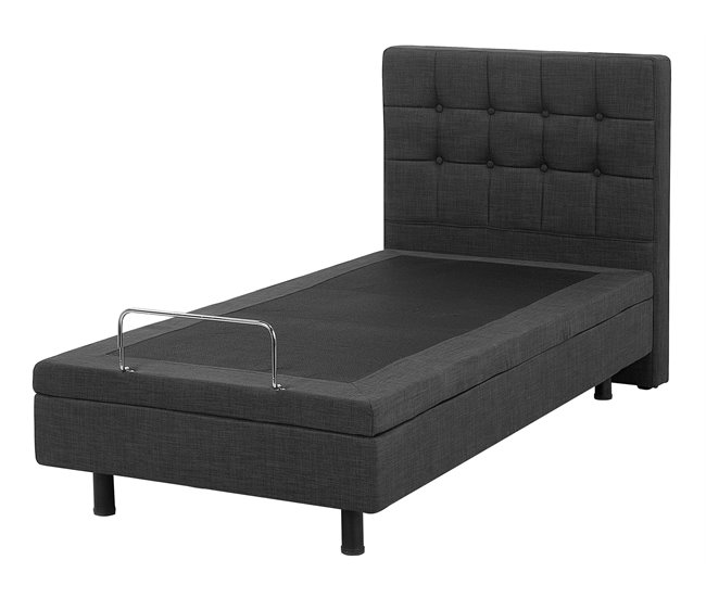 Beliani Cama ajustável Poliéster DUKE 82x216 Cinza Claro