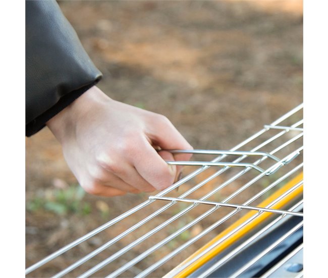 Aktive Churrasqueira dobrável a carvão aço com bandejas laterais Amarelo