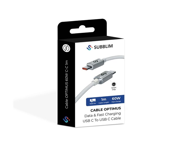 Cabo USB-C para USB-C OPTIMUS Branco