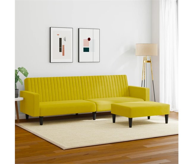 2 pcs conjunto de sofá - Sofás moduláveis Amarelo