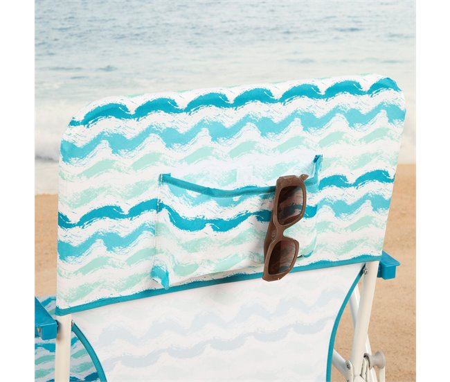 Aktive Cadeira de praia dobrável com encosto baixo e bolso para as costas Azul