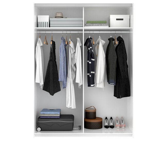 Armário 2 portas com efeito madeira Branco