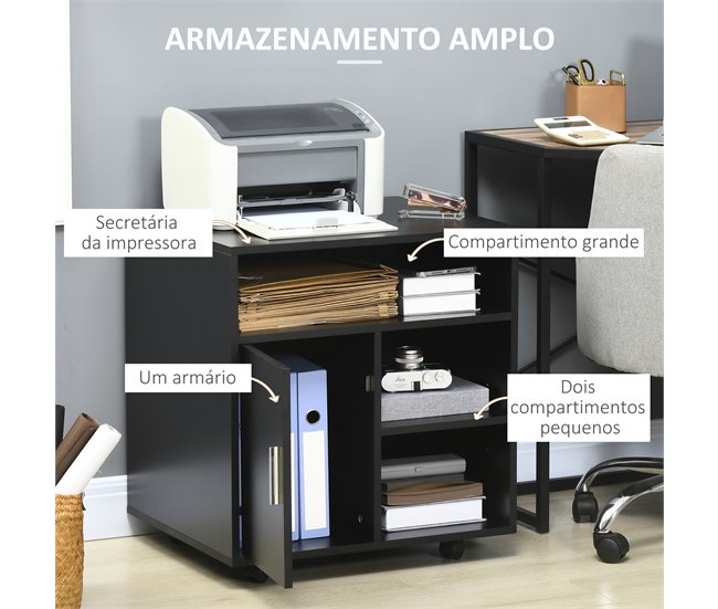 Armário de Escritório melamina de madeira HOMCOM Preto