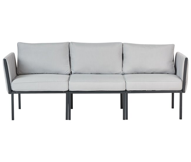 Beliani Conjunto lounge Aço SKALA Cinza Claro