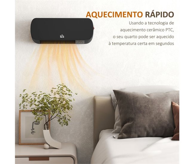 Aquecedor Cerâmico de Parede ABS e PP HOMCOM Preto