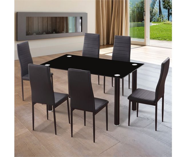  Mesa de jantar Ake 80x80 Preto