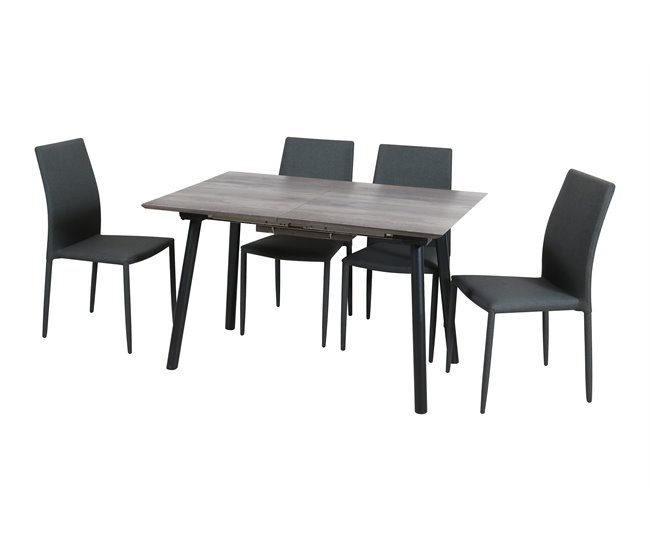 Conjunto de mesa e quatro cadeiras LOTTO wengué Wengue