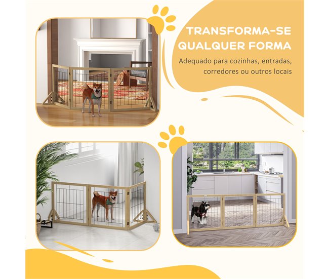 Barreira para Cães Madeira de Pinho e Aço PawHut Madeira