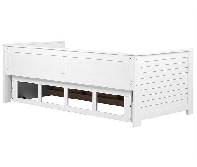 Beliani Cama com estrado Madeira de seringueira CAHORS 186x209 Branco
