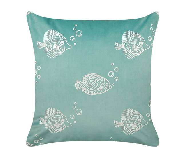 Beliani Almofada decorativa SOLIDAGO Azul/ Verde