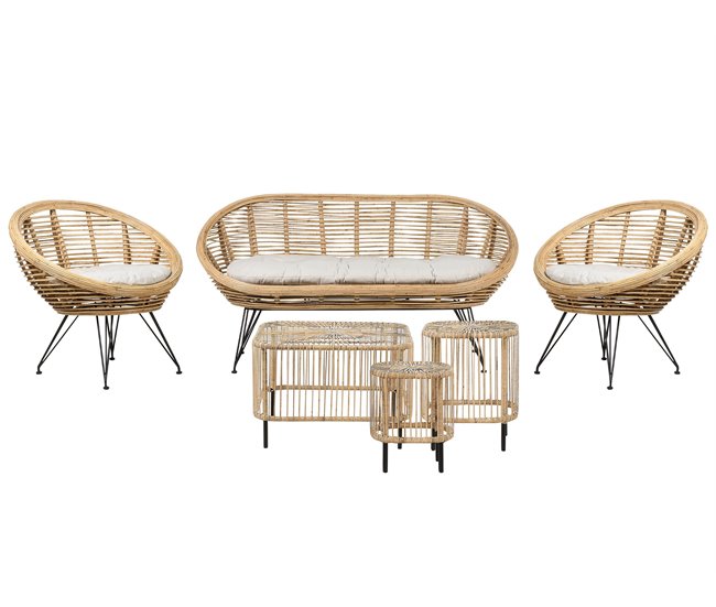 Beliani Conjunto lounge Rattan/vime MARATEA/CESENATICO Natural