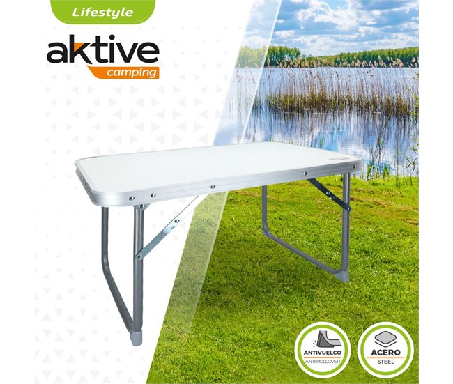 Mesa rebatível baixa Aktive Camping branca Branco