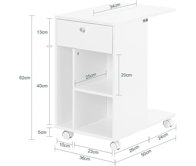 SoBuy Mesa lateral Mesa de centro FBT148-W PT Branco