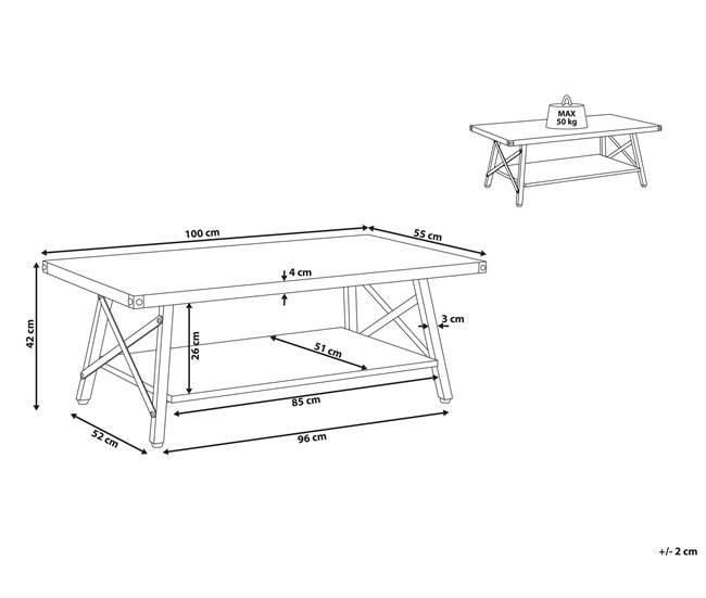 Beliani Mesa de centro CARLIN 55x100 Castanho