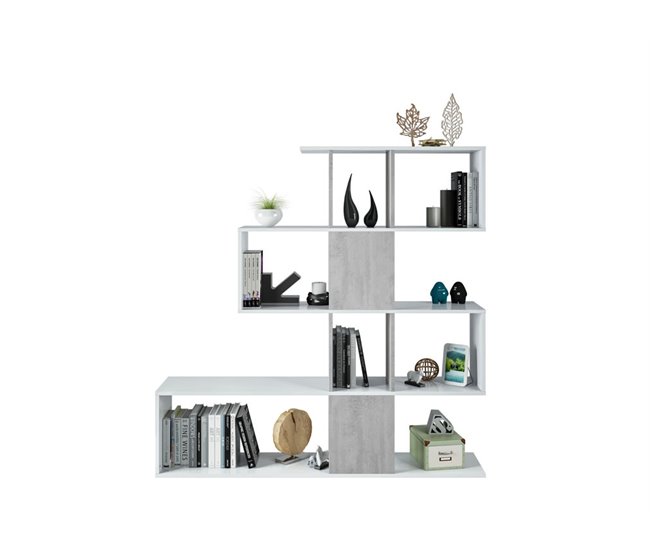 Estante ZIGZAG 4 níveis branco e cimento Branco