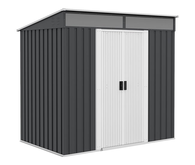Abrigo de Jardim Aço Galvanizado Outsunny Cinza