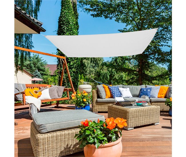 Toldo de sombra rectangular Aktive Garden cor branca Branco