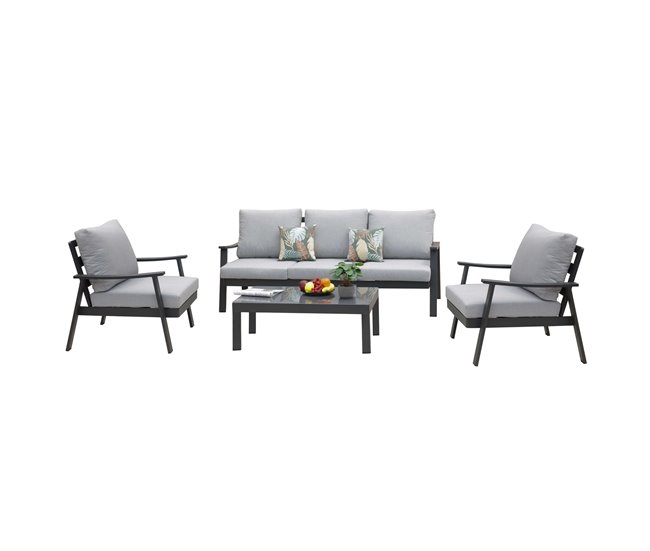 Conjunto de mobiliário de exterior 4 peças estilo contemporâneo