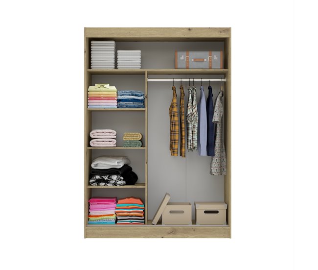 Roupeiro TOUCH II portas deslizantes com espelho 150x215cm Carvalho