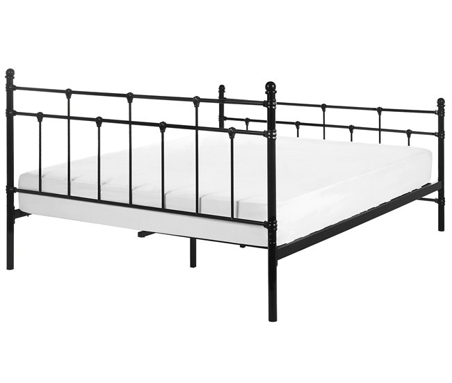 Beliani Cama com estrado Metal LYNX 141x209 Preto