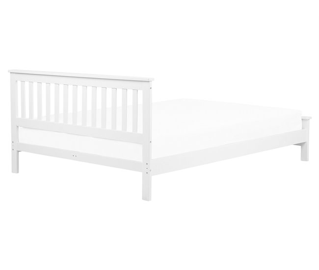 Beliani Cama com estrado Pinho MAYENNE 169x208 Branco