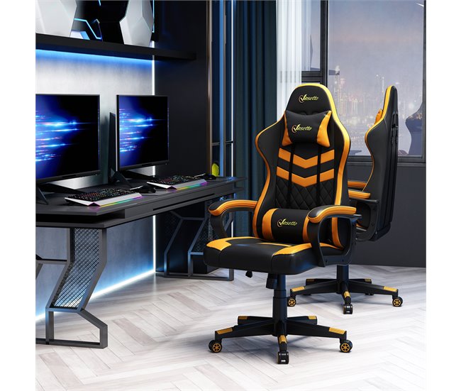 Cadeira Gaming Esponja, ABS, PVC Vinsetto Laranja