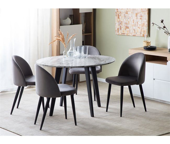 Beliani Mesa de comedor MOSBY 110x110 Cinza