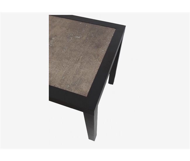 Mesa de cozinha fixa KERAMIC cerâmica 72x72cm oxidada e preto Castanho