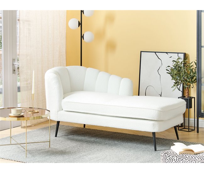 Beliani Chaise longue Bouclé ALLIER Bege