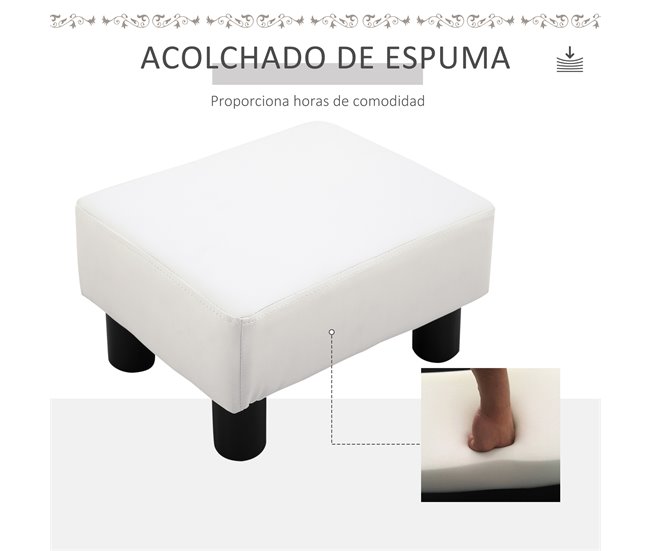 Apoio para os Pés Pele Sintética e Plástico HOMCOM, casa - quarto Branco