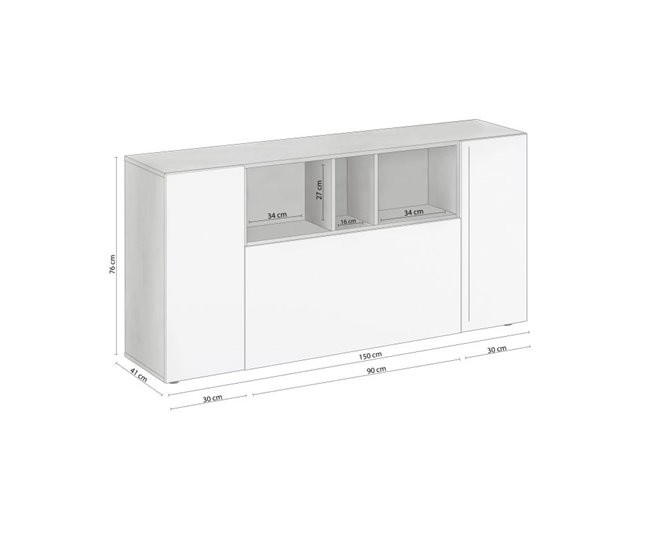 Aparador Coup 150 Branco/ Madeira