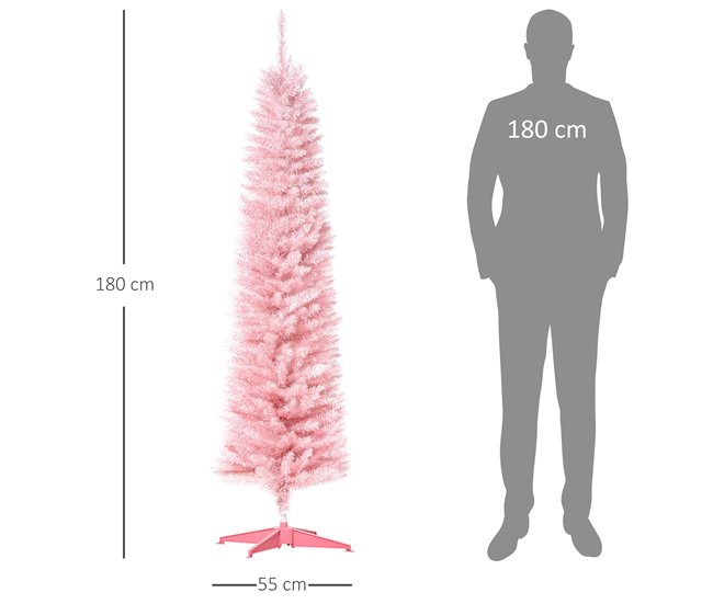 Árvore de Natal PVC, metal e plástico HOMCOM, casa - natal Rosa