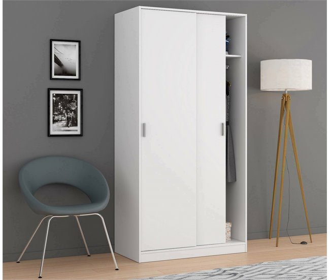 Armário 2 portas com efeito madeira 100 Branco