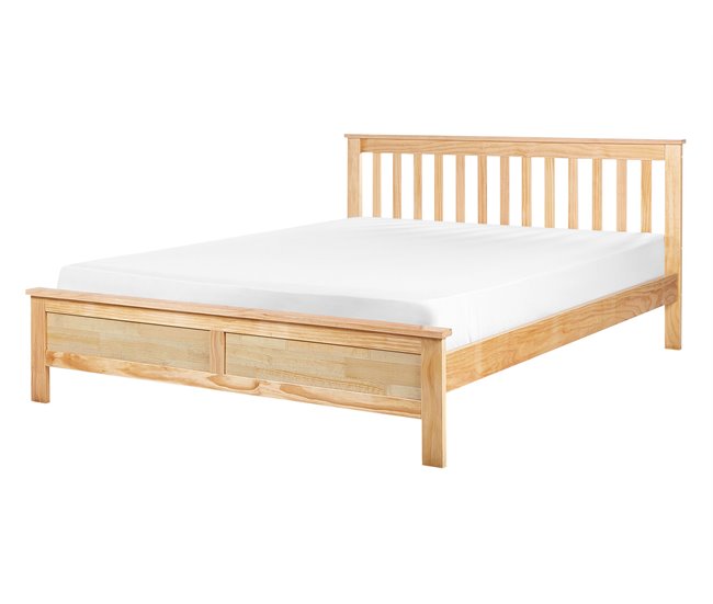 Beliani Cama com estrado Pinho MAYENNE Castanho