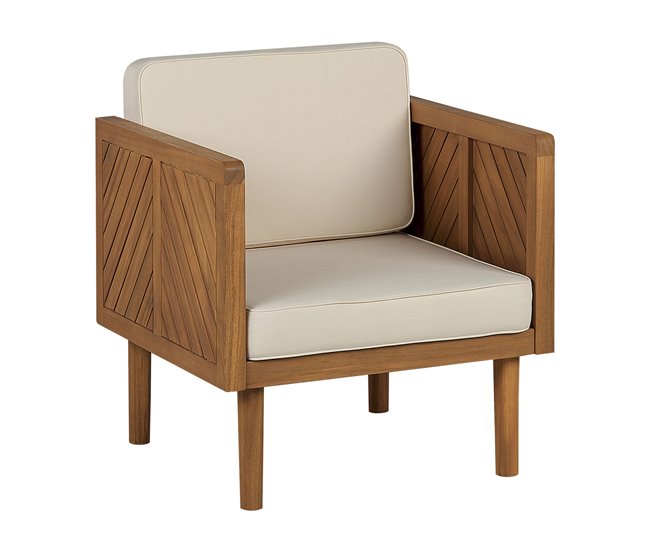 Beliani Conjunto lounge Madeira de acácia BARATTI Creme