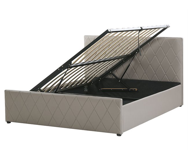 Beliani Cama com estrado Pele sintética ROCHEFORT 170x214 Cinza Escuro