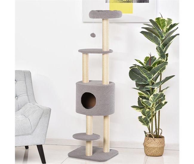 Arranhador para Gatos Aglomerado e Sisal PawHut Cinza