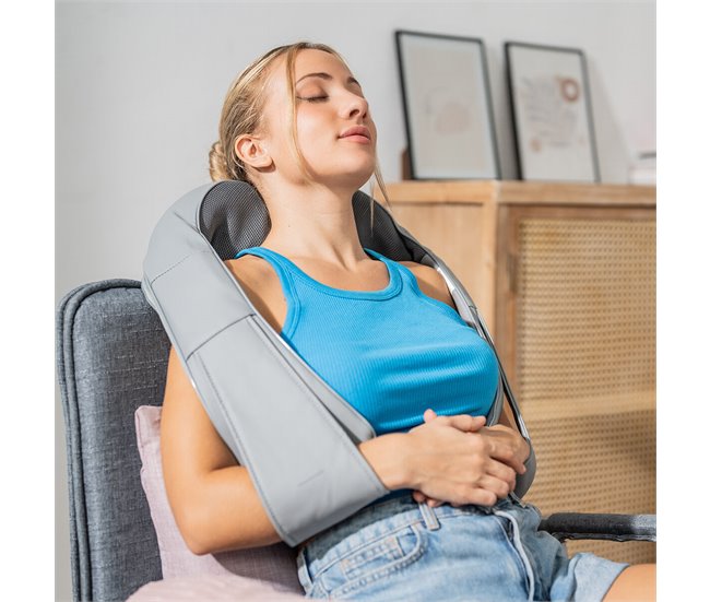 Massajador Shiatsu Recarregável Cinza