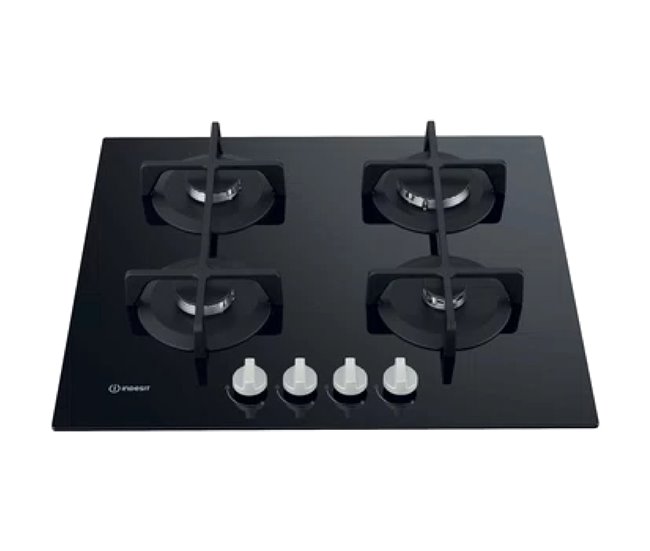 Placa a gás natural INDESIT ING 61T/BK 59cm 4 zonas em vidro Preto