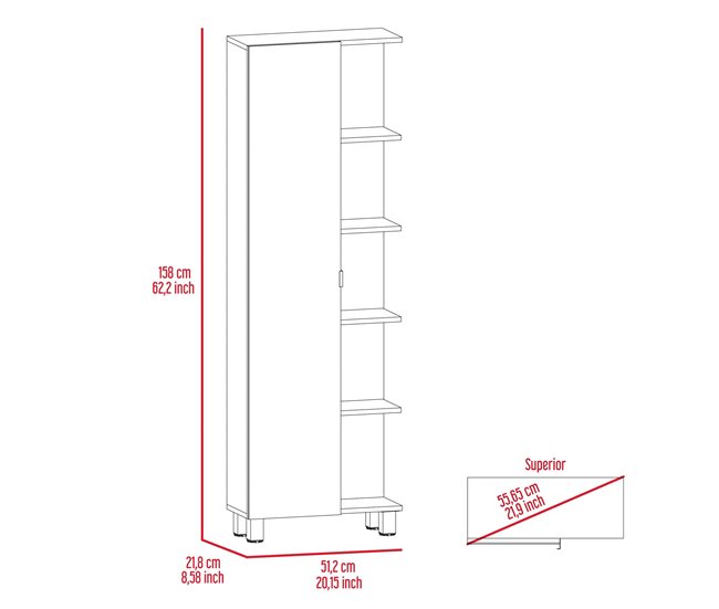 Armário de casa de banho alto Urano com espelho Preto