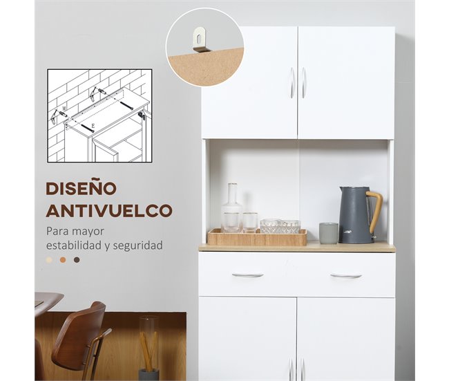 Armário de Cozinha Melamina de Madeira HOMCOM, casa - cozinha Branco