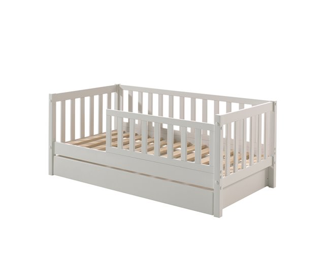 Cama Vipack Tod com estrado de molas e gaveta Branco