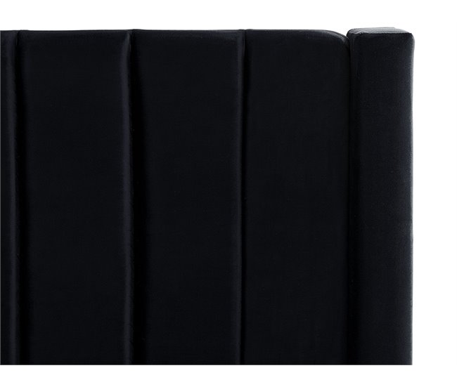 Beliani Cama com banco de arrumação Veludo NOYERS 210x247 Preto