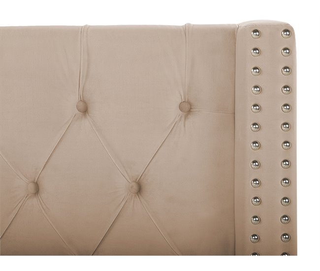 Beliani Cama com armazenamento Veludo LUBBON 190x217 Bege