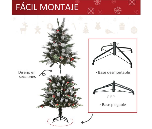 Árvore de Natal PVC, PE, Aço HOMCOM, casa - natal Verde