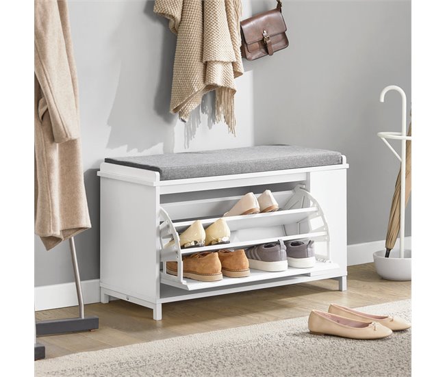 Banco para sapatos com 1 aba FSR105-W SoBuy Branco