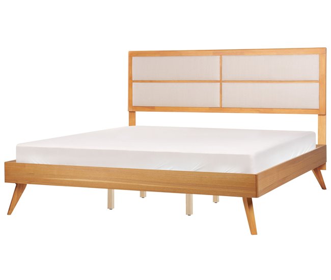 Beliani Cama com estrado MDF POISSY 187x202 Castanho Claro