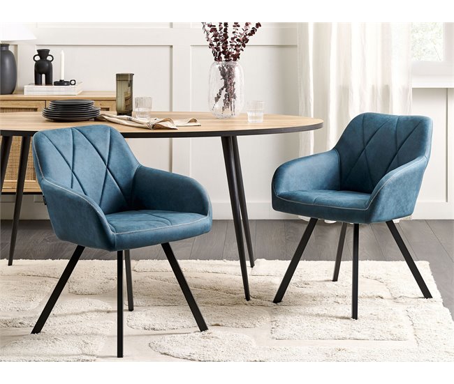 Beliani Silla de comedor MONEE Azul Marino